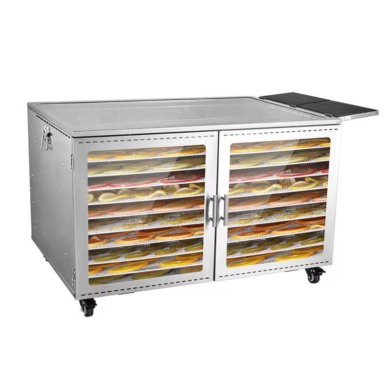 Dual-Powered Electric & Solar Food Dehydrator Big Capacity 10 Trays Stainless Steel Fruit & Vegetable Processing Machine