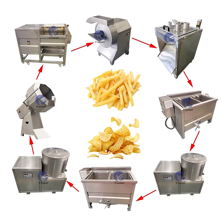 Factory Price Small Scale French Fries Production Line Potato Crisp Chips Processing Machine French Fries Making Machine