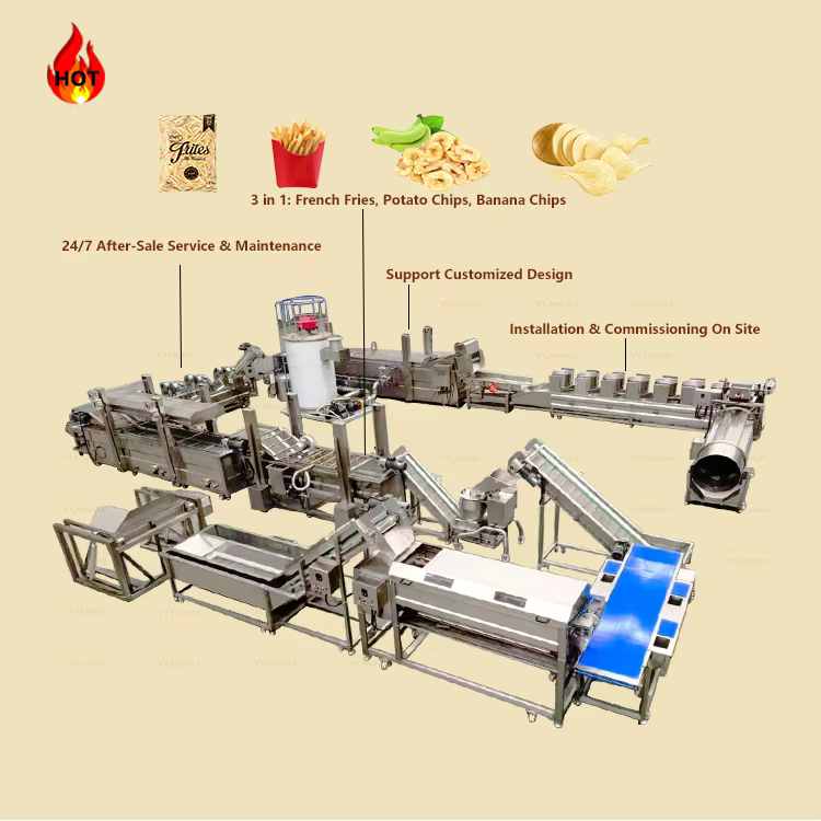 100kg 300kg 500kg 1000kg Full Automatic SUS 304 Frozen French Fries Making Machine Production Line