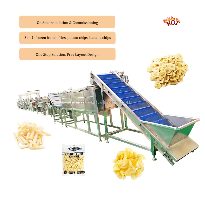 Fully Automatic Curly Fries Potato Wedge Making Line 100kg 300kg 500kg French Fries Production Line