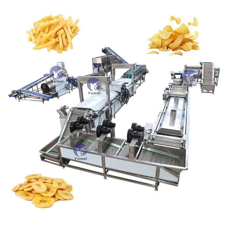 One Stop Solution Industrial Fully Automatic Potato Chips Making Line Frozen French Fries Production Machine