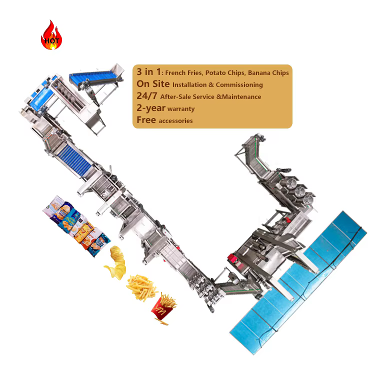 Fully Automatic Frozen French Fries Production Line Wave Zigzag ShapeCassava Fresh Finger Potato Chips Making Machine