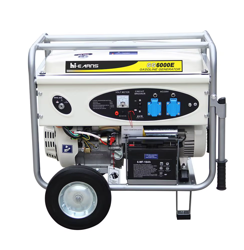 5KVA air Cooled Single Cylinder Gasoline Electric Generator with 10inch Bigger Wheel and Handles