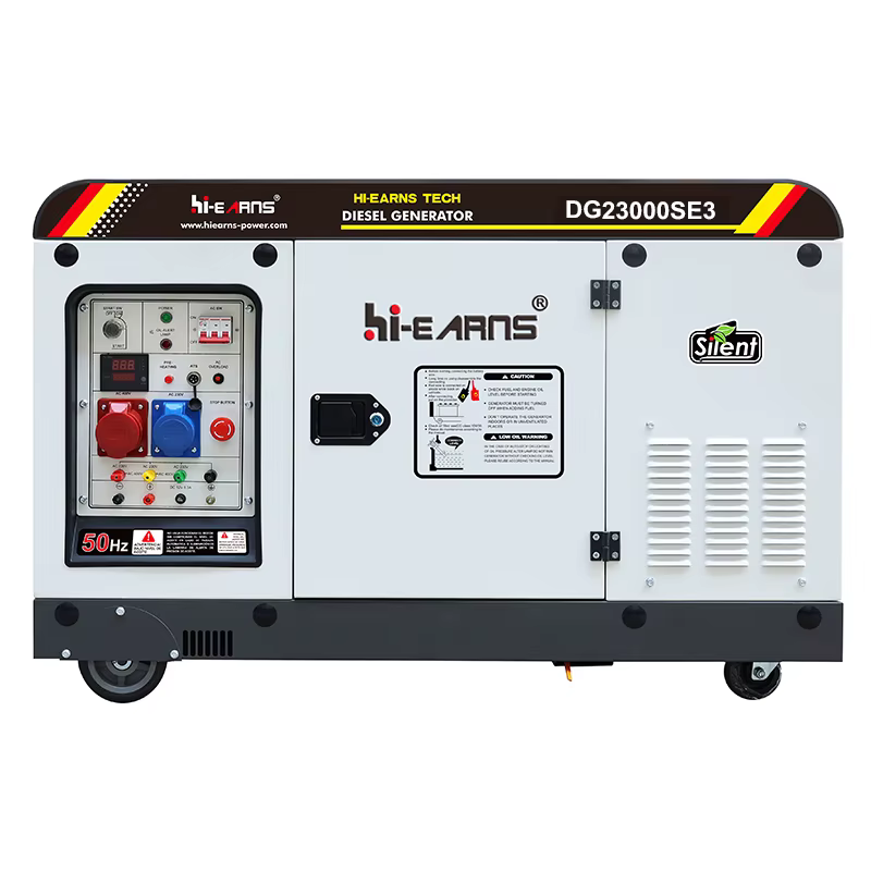 Hiearns DG23000SE3 16-18KW  Diesel Generator, Equipped with a 2V98 Twin-cylinder Diesel Engine and Wheels, Suitable for Home Use