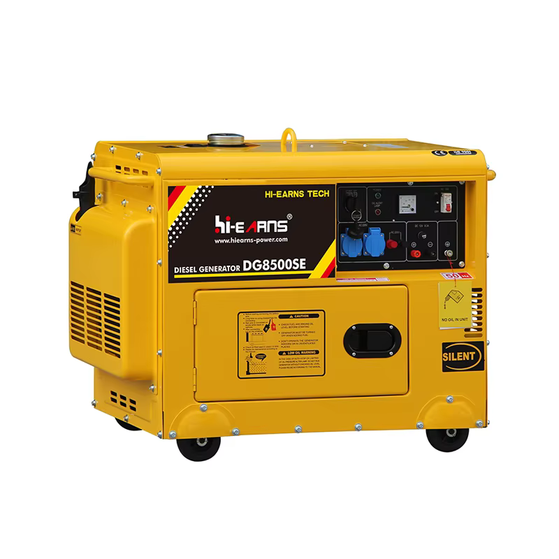 Brand New 6.5KW Single Phase DG8500SE Diesel Generator with Golden Yellow Housing & Lifting Ring Euro Plug