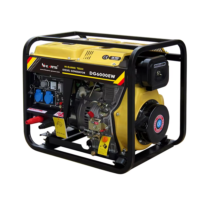 1.8KW 220V Single-Phase Open Frame Portable diesel Generators for Home DG6500EW Air Cooled DC Output for Welding