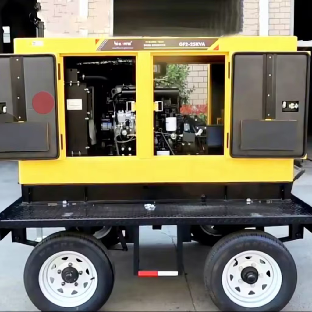 Hi-earns Trailer Type 10KVA 10KW 50hz 1500rpm 1 Phase Output Type Water Cooled  Small diesel Generator 25kva 60kva