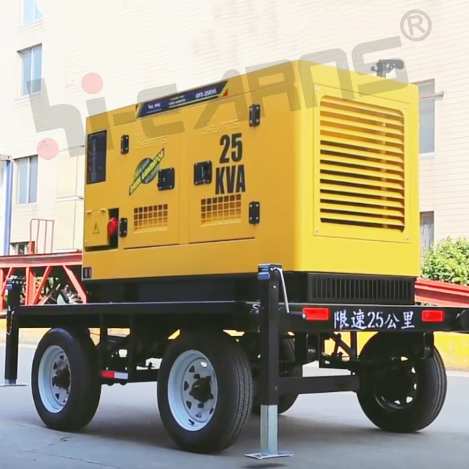 Hi Earns 15KVA 20KVA 25KVA Small Mobile Type 3 Phase Water Cooled Silent Diesel Trailer Generators