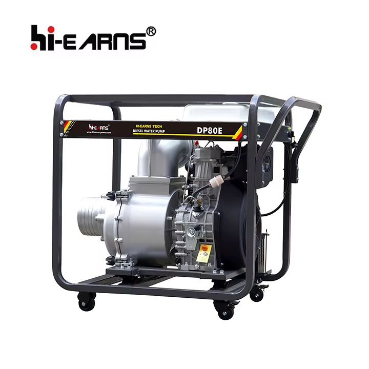 Hi-earns 8-Inch Diesel Water Pump 25hp HR998 Single Cylinder Air-Cooled Diesel Engine Clear Water Applications