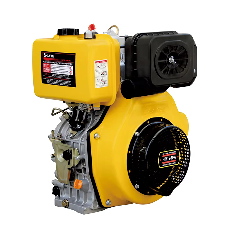 9kW 10HP Air-Cooled Single Cylinder Hiearns HR198F Keyway Shaft Diesel Engine Recoil Start Easy to Operate EURO 5
