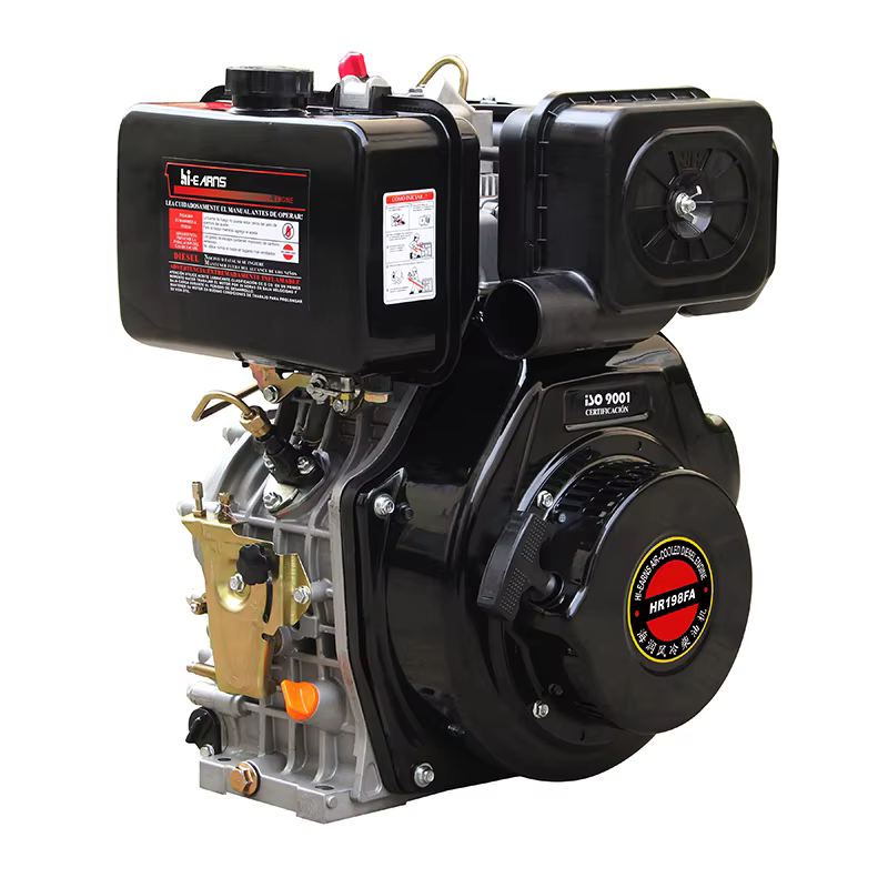 New 8.5kW 11HP Air-Cooled Single Cylinder Hiearns HR198F 25.4 Keyway Shaft Diesel Engine Motor Recoll Start Easy Operate EURO 5