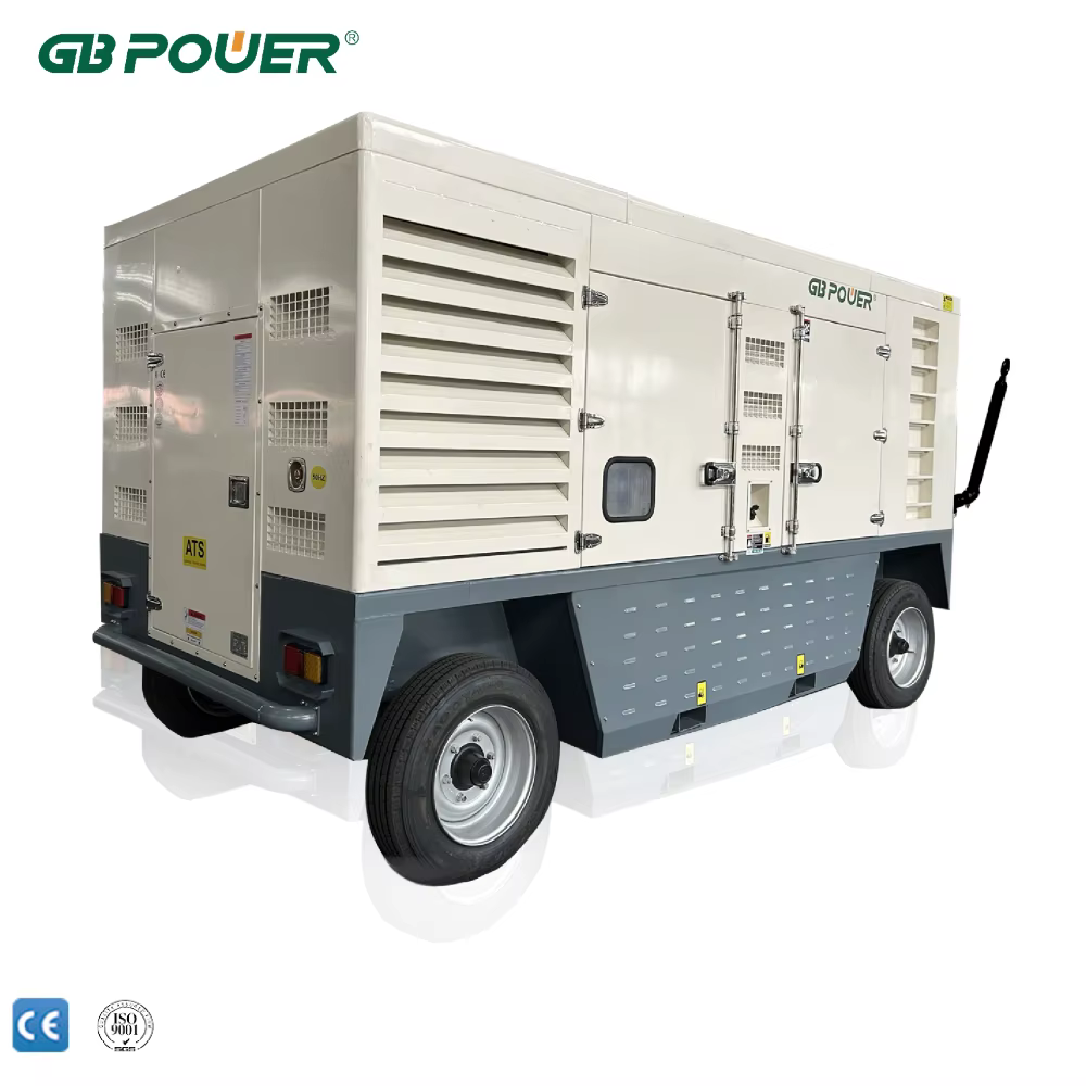 GB POWER GB-P350/S Trailer Mount Diesel 350kva 220v Super Silent Type ATS Generator with Wheels Engine 2206C-E13TAG2