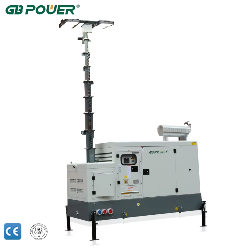 OEM ODM Professional Manufacturing Diesel IP65 10kw LED Mobile Type Portable Lighting Tower Generator Set with Trailer