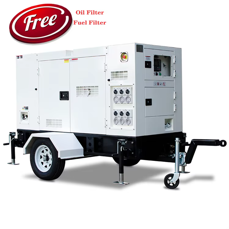40kVA 32kW Small Power Mobile Trailer Silent diesel Generator 30 40 50 60 70 80 kw Kva Genset Powered by Yangdong Engine