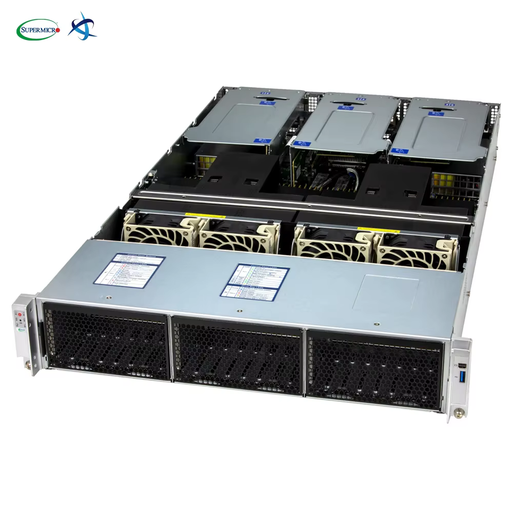 Supermicro CloudDC SuperServer SYS 222C TN 2U Rack 24 Hot Swap NVMe Bays 6 PCIe 5.0 Slots 2U Dual Processor for CSP Data Center
