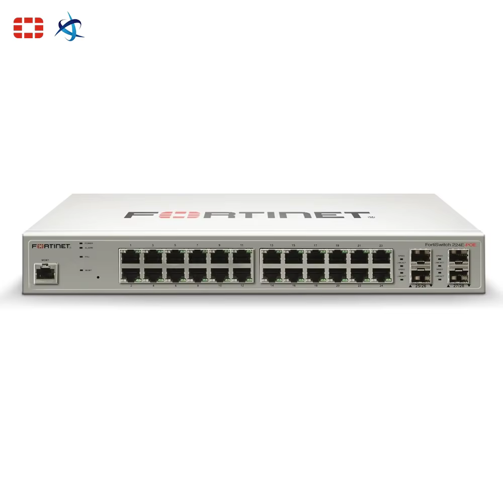 FortiSwitch 224E PoE 24 Port Gigabit Ethernet L2 L3 Managed Switch with 12x PoE Plus Ports Network Access Control