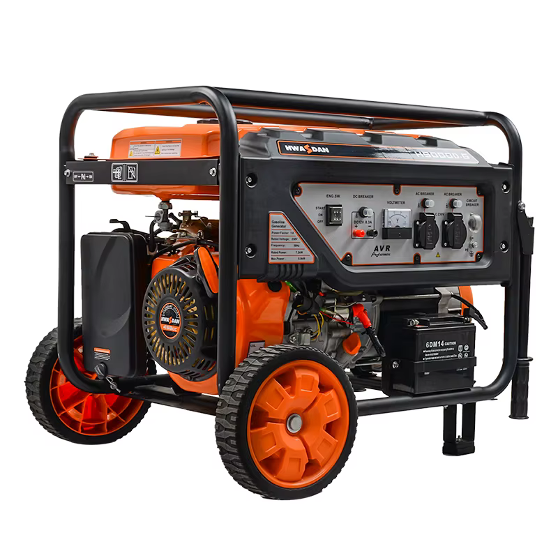 Hwasdan 7kw 7000 Watt Portable Gasoline Power Generator Open Frame Gasoline Generator with Wheel