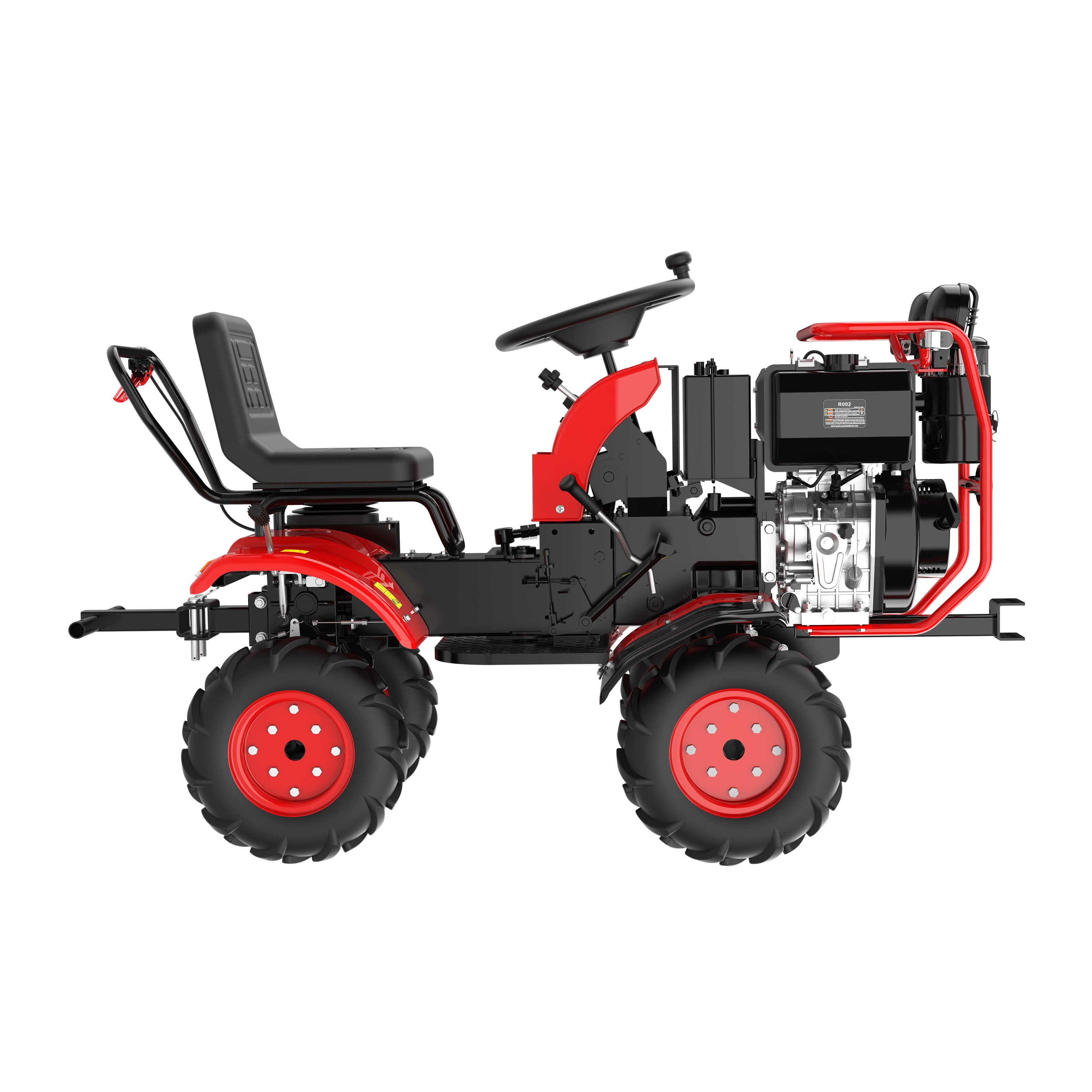 Hwasdan  Hot Sale Mini 11HP 13HP Tracktors 4x4  AA Wheels Tractor Multifunctional Tractor Engine Red, Farm Tractor