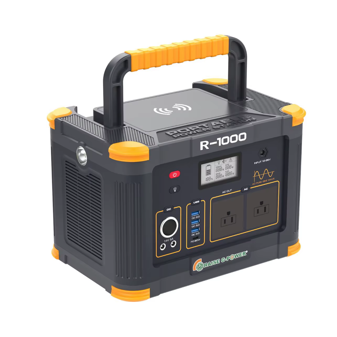 RAISE R-1000 500W Portable Power Station for Home Use with 12V DC Output and 88% Efficiency