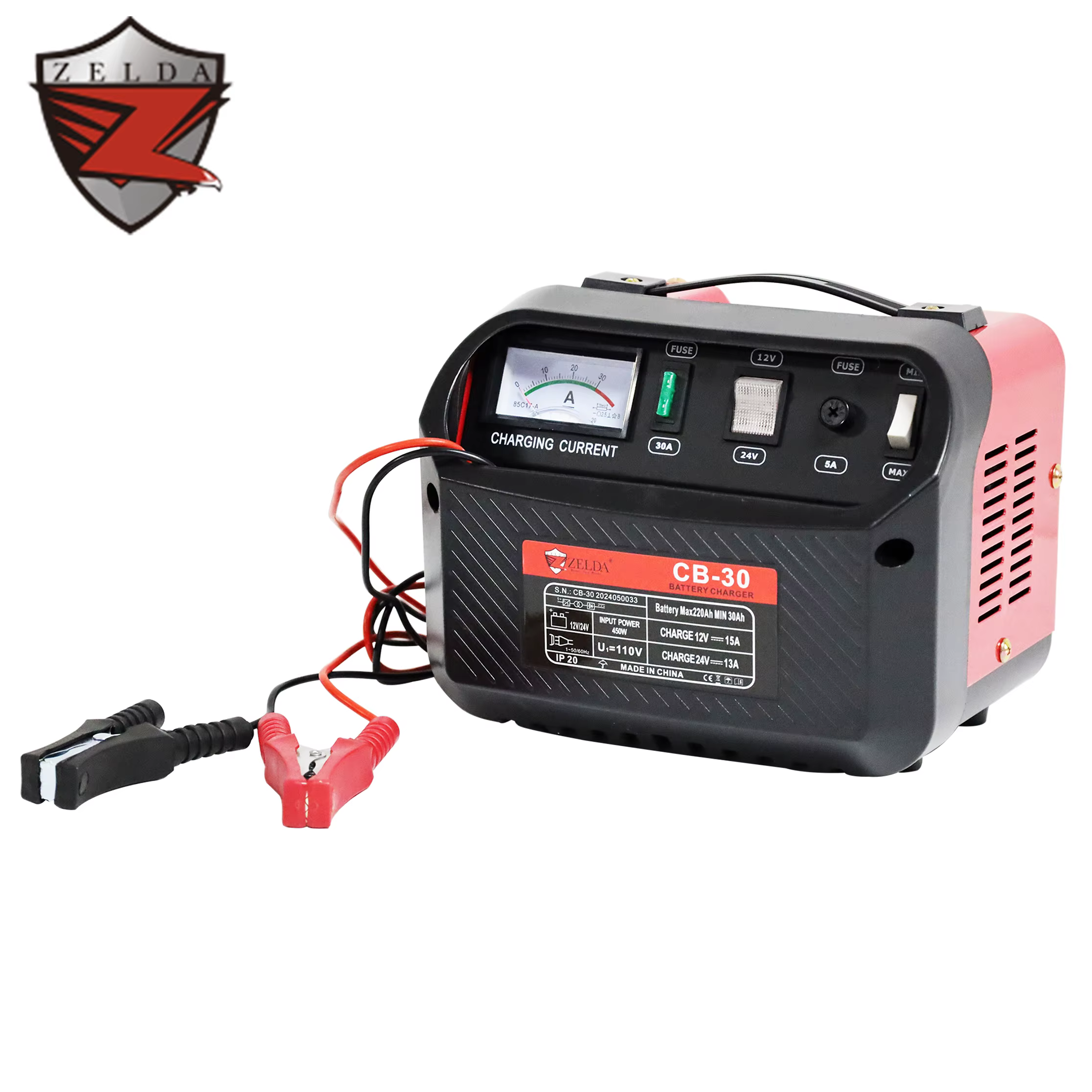 ZELDA Portable CB-30 Single Phase 12V/24V Ac Inverter Plug in Adapter for Battery Packs Car Battery Charger
