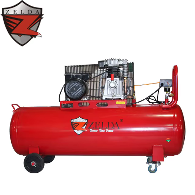 ZELDA Hot Sale 3HP Industrial Belt Piston Driven Air Compressor Portable 8 Bar/115Psi Pneumatic 200L Air Compressor