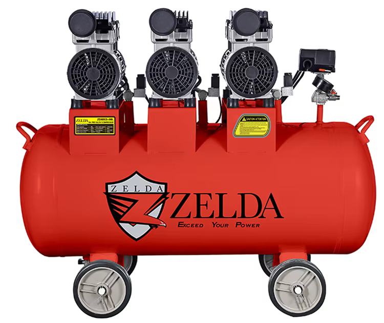 ZD6003-80L Mini 220V 8-Bar Silent Oil-Free Air Pump Compressor 3 Motors Industrial Use for Sale