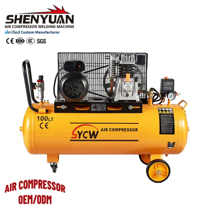 Customizable Tank 100l Low Noise Belt Driven Air Compressor with Wheels Portable Air Compressor