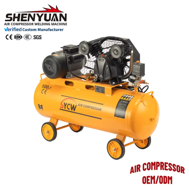 Hot Seller 2.2kw Electric Diesel Piston Tire Air Compressor 100L Belt Portable 380v PLC AC Industrial Spare Parts Motor