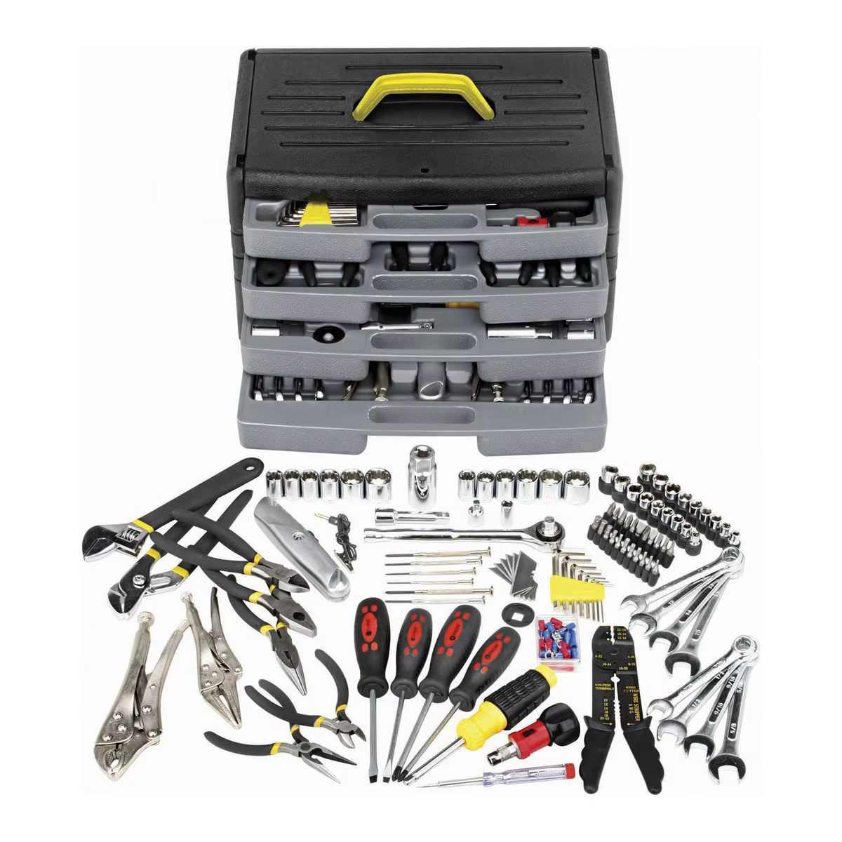 229 105piece 4-Drawer Chest Mixed Tool Set General Home Auto Repair Tools Toolbox Storage Case with Drawer