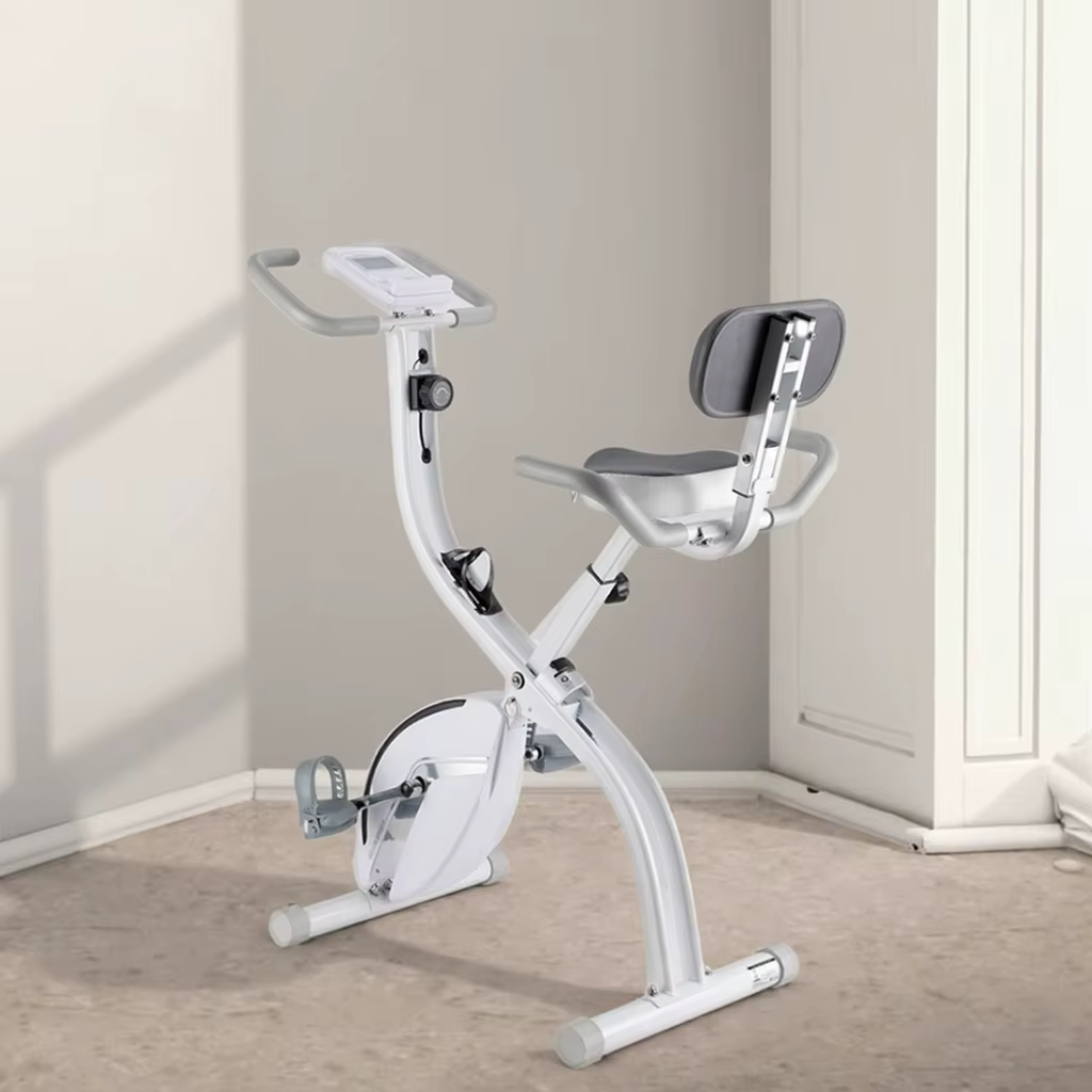 Best Selling Indoor Folding Fitness Bike Steel Frame Adjustable Saddle Stationary Upright Exercise Bikes