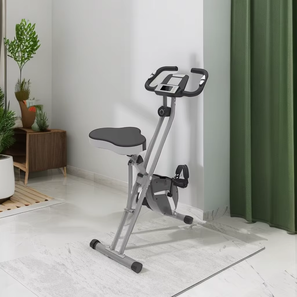 Lightweight Folding Magnetic Fitness Indoor Cardio Training LCD Display Exercise Bike for Home Gym Use