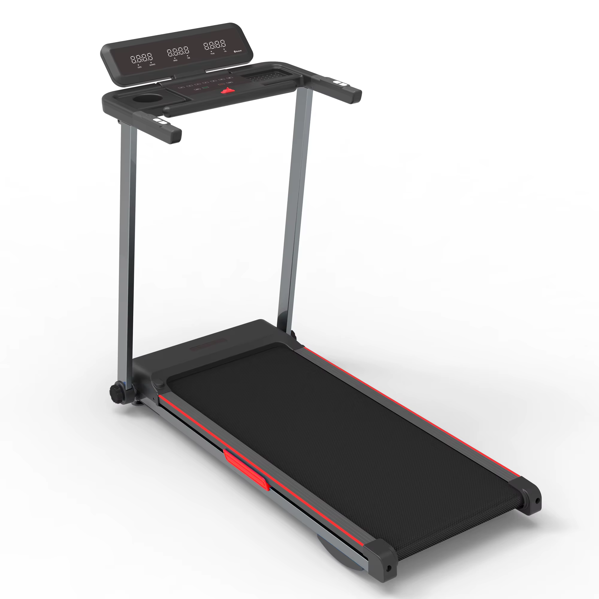 Cushioned and Quiet with Shelves Foldable Treadmill ,Electric Treadmill Machine for Home