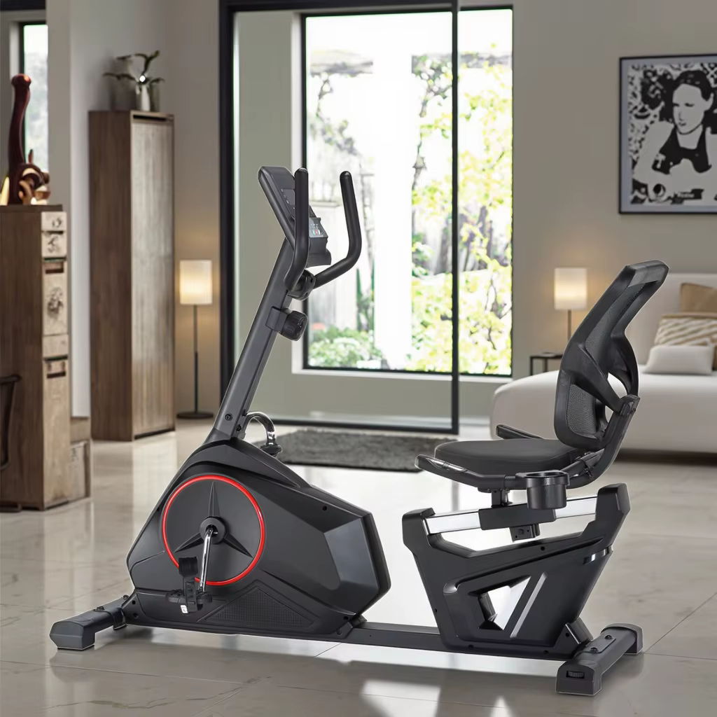 Gymbopro Multi-functional Adjustable Seat Thickened Steel Tube Professional Horizontal Magnetic Exercise Bike