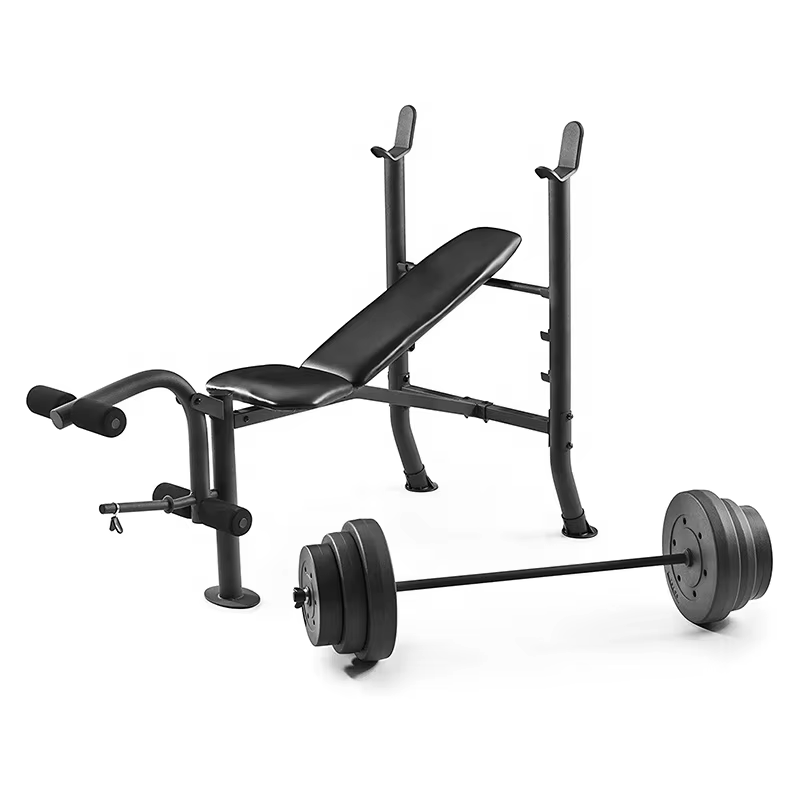 Gym Fitness Equipment 80lbs Standard  Coated Lifting Weight Set Adjustable Weight Bench