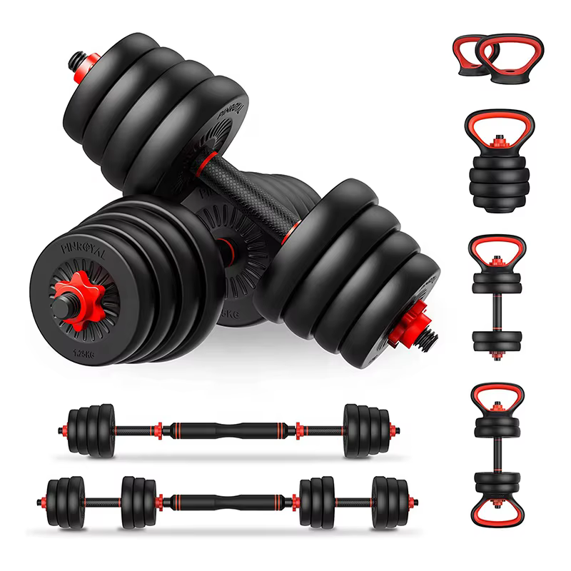 Fitness  Gym 4 in 1 Adjustable Dumbbell Set Non-slip Handles & Base for Kettlebells Free Weights Dumbbells