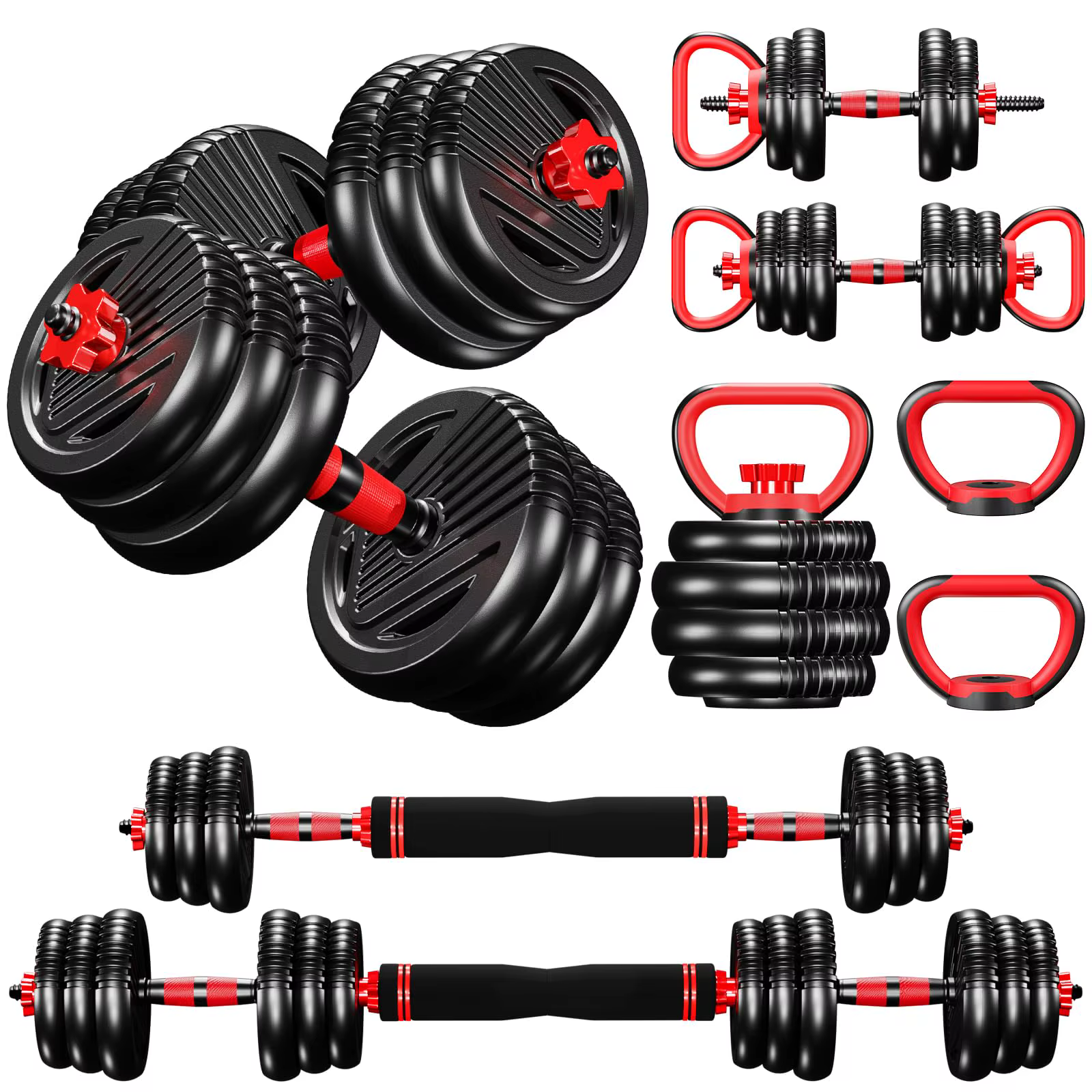 Premium Home Gym Equipment 4-in-1 Adjustable Weight Dumbbell Set for Total Body Workouts