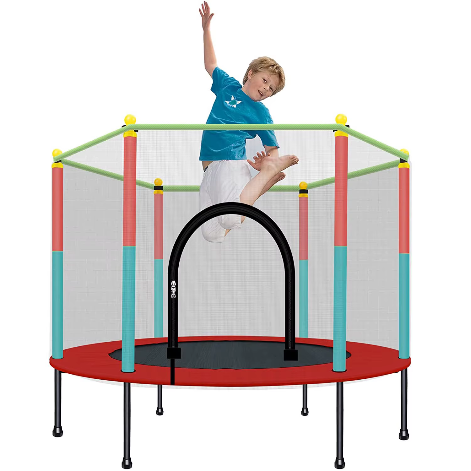 Indoor&outdoor Kids Trampoline with Enclosure Net Gymnastic Jumping Bed Parent-child Interactive Game Fitness Trampoline Unisex