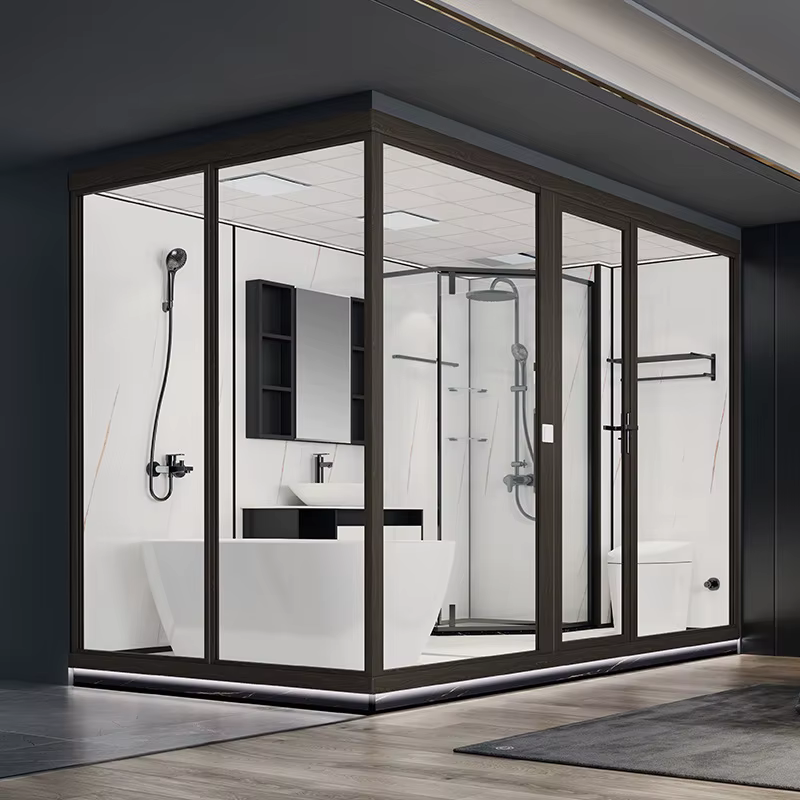 YITE Light Luxury Rectangle Integral Toilet & Shower System with Swing Door for Hotel Dormitory School & Bathroom