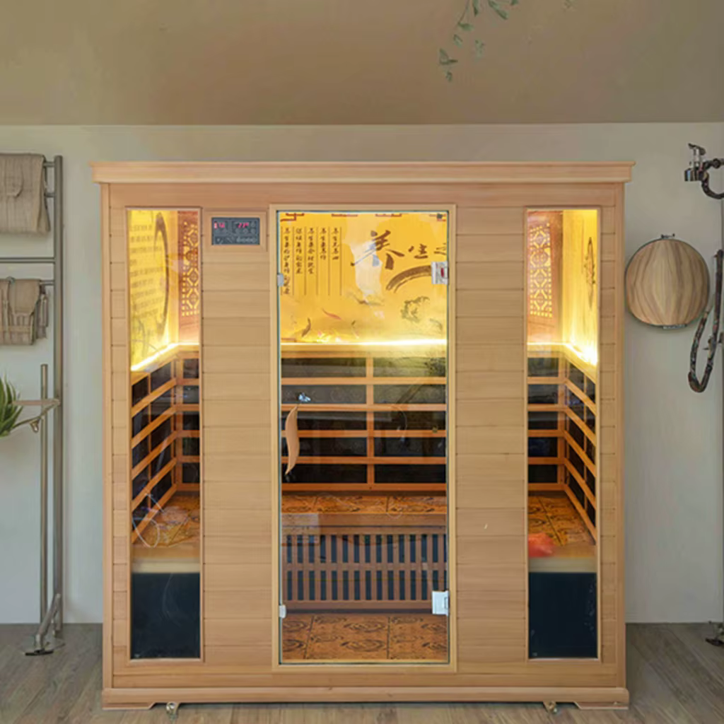 YITE Customized Movable Family Hotel Khan Dry Steam Far Infrared Electric Hemlock Six-person Home Sauna Modern Design 220V