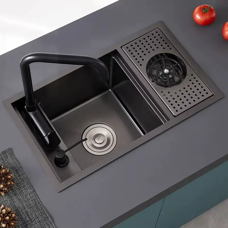 YITE Cup Washer Invisible Sink 304 Stainless Steel Coffee Shop Island Mini Single Sink Black King Kong Surface Nano Craft
