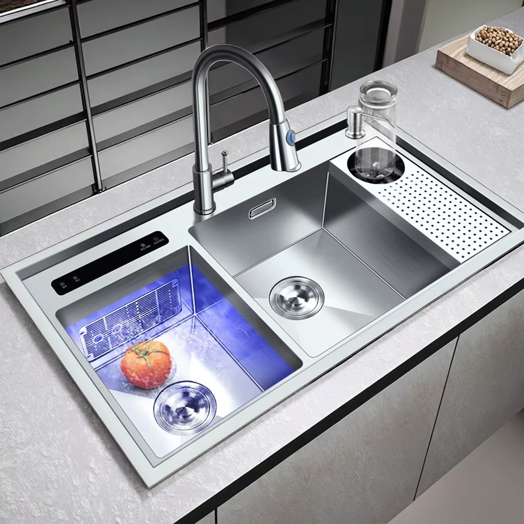 YITE Light Luxury Fruit Vegetable Cleaning Machine Cup Washer Fully Automatic Ultrasonic Purification Sink PVD Surface