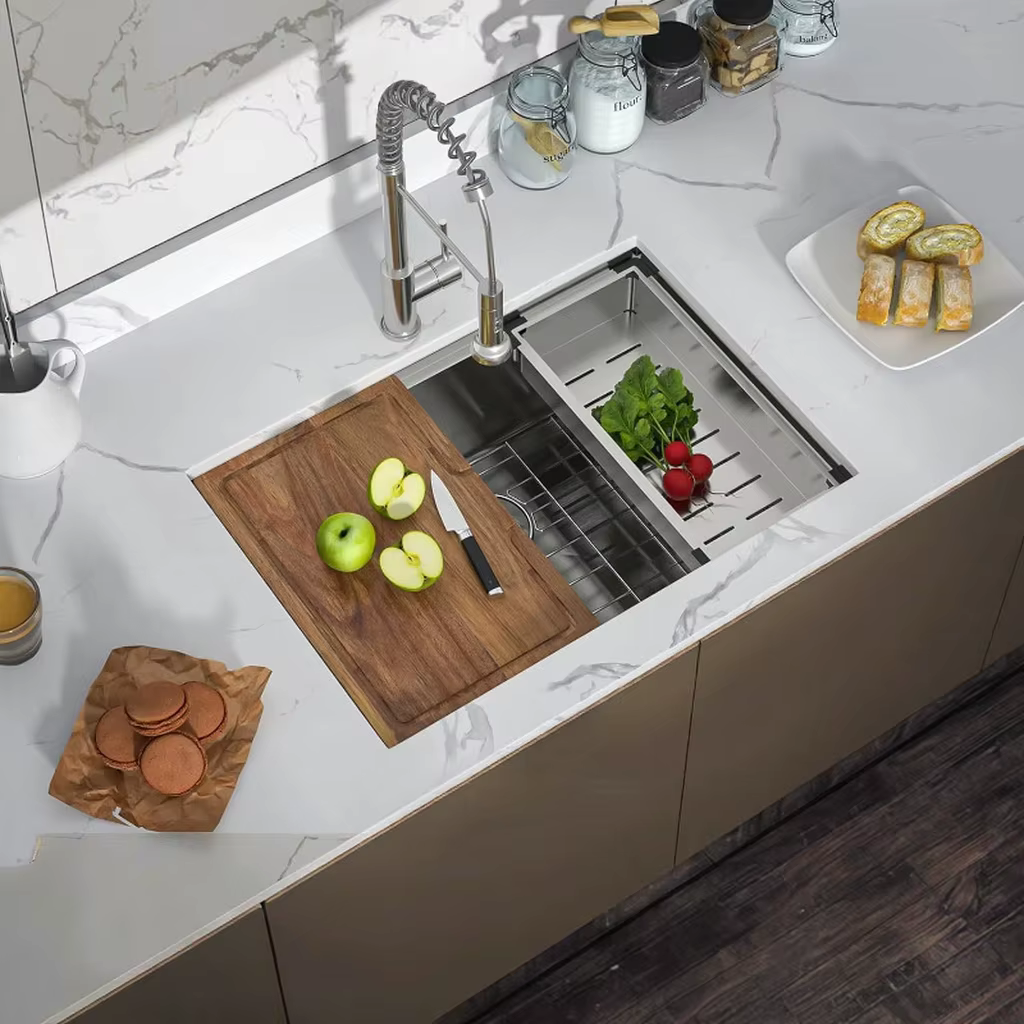 YITE Factory Direct Supply North American Design 304 Stainless Steel Step Sink Large Single Basin Rectangular Bowl Kitchen