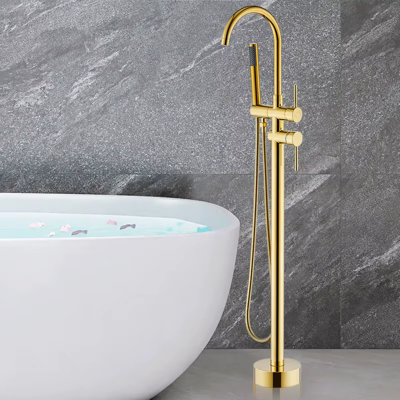 YITE Floor Nozzle Shower Set Hotel Use Brass Modern Design Polished Single Handle Rain Spray Bathtub Faucet