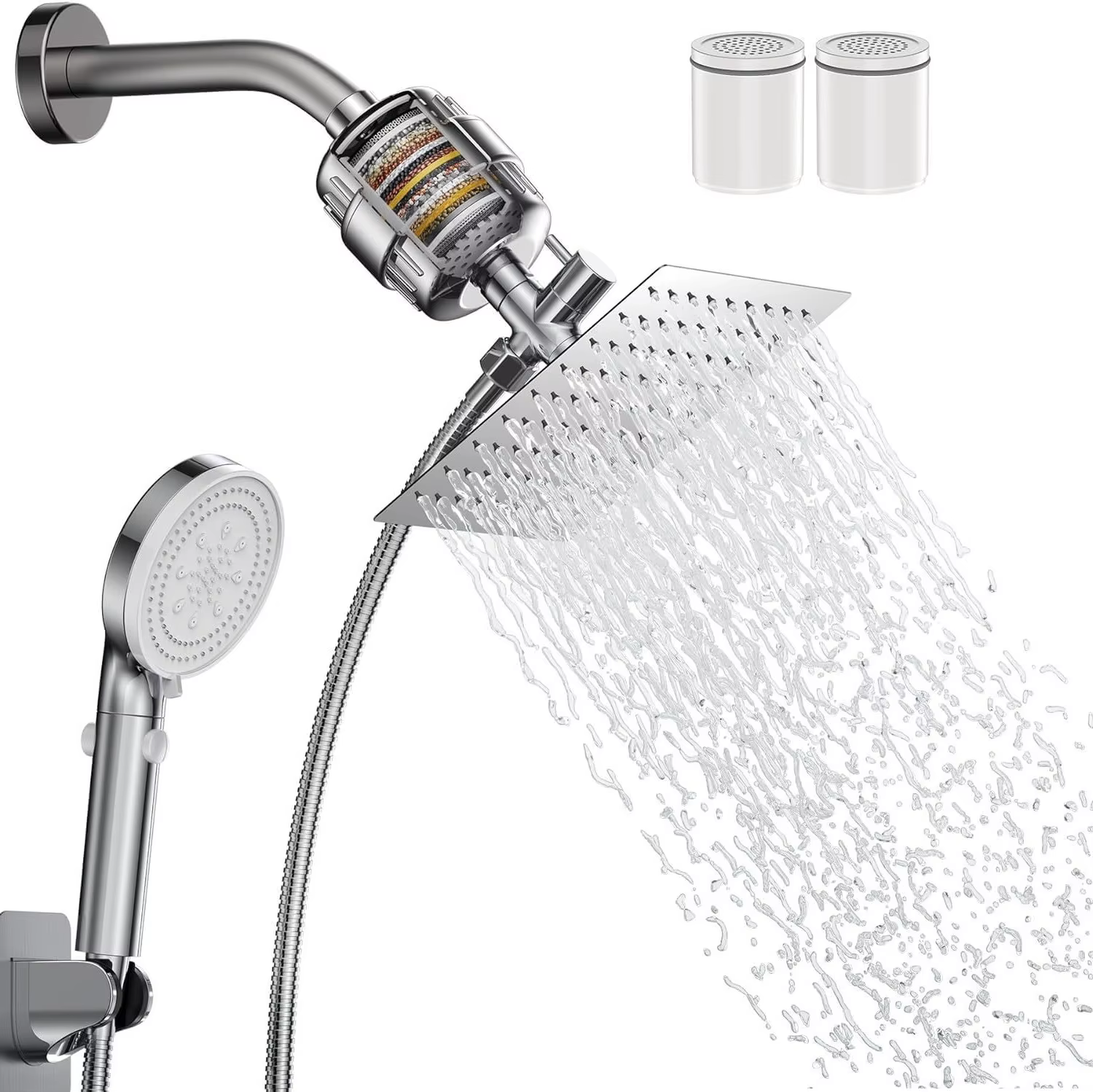 YITE Supercharged Top Spray Rainfall Chrome Shower Head Replaceable Filter Element Bathroom Faucet Accessories Wall Mounting 5