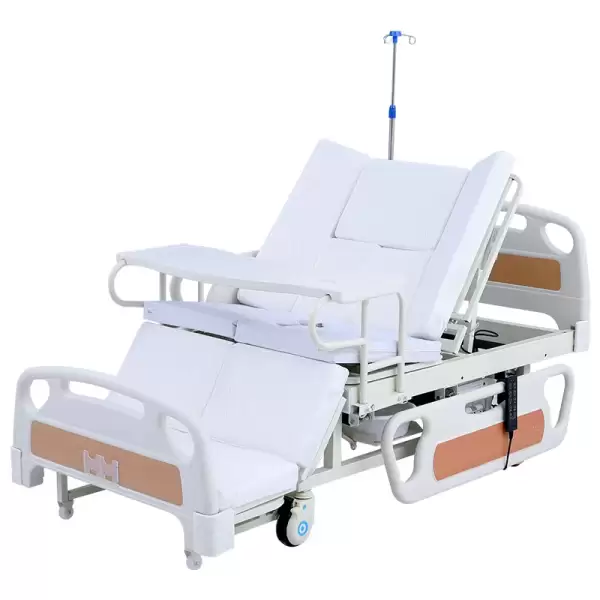 Deluxe Multifunctional Electric Medical Bed With Toilet Dining Table and Large ABS Guardrail Hospital Care for Patient