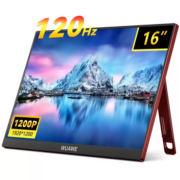 16 inch 120hz Portable Gaming Monitor for Laptop,WUAWE 1200P Colorful LCD FHD Computer External Second Screen