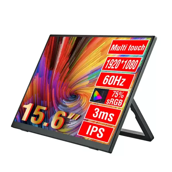 Anmite 15.6-Inch Portable Touch Monitor Non-touch optional 1080P HDR 16:9 For XBox PS4 / 5 Switch Cell Phone PC Loptop Extensio