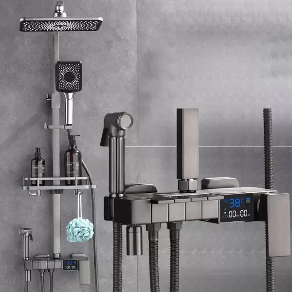Smart Thermostatic Digital Bathroom Shower Set 12 Inch Rainfall Bathroom Shower Head Faucet Accessories Digital Shower System
