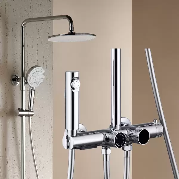 Chrome Waterfall Digital Bathroom Shower Set Brass Hot Cold Waterfall Bathroom Faucet Thermostatic Bathroom Shower System