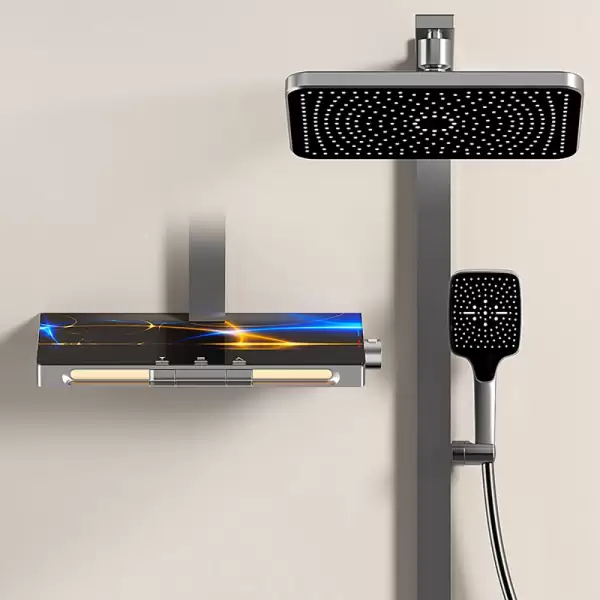 Ambient Lighting Piano Digital Bathroom Shower Set Waterfall Bathroom Faucet Rainfall Shower Head Hot Cold Digital Shower System